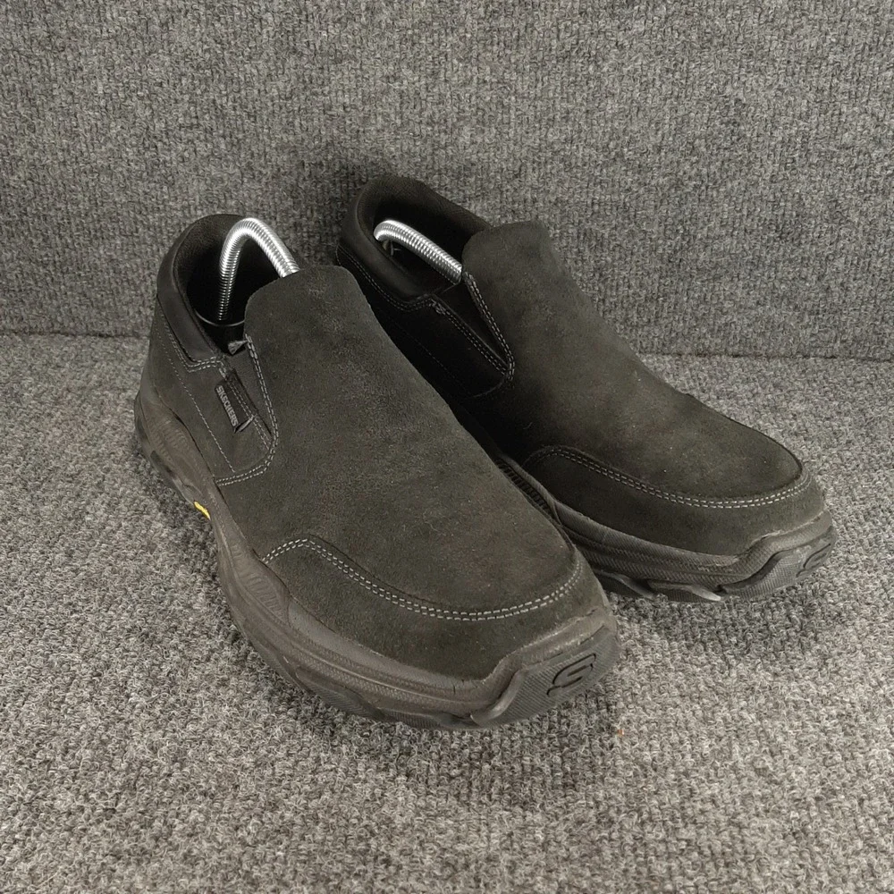 Skechers Slip On Relaxed Fit Steady Grip 204480 Size 11 Black Mens Suede Leather